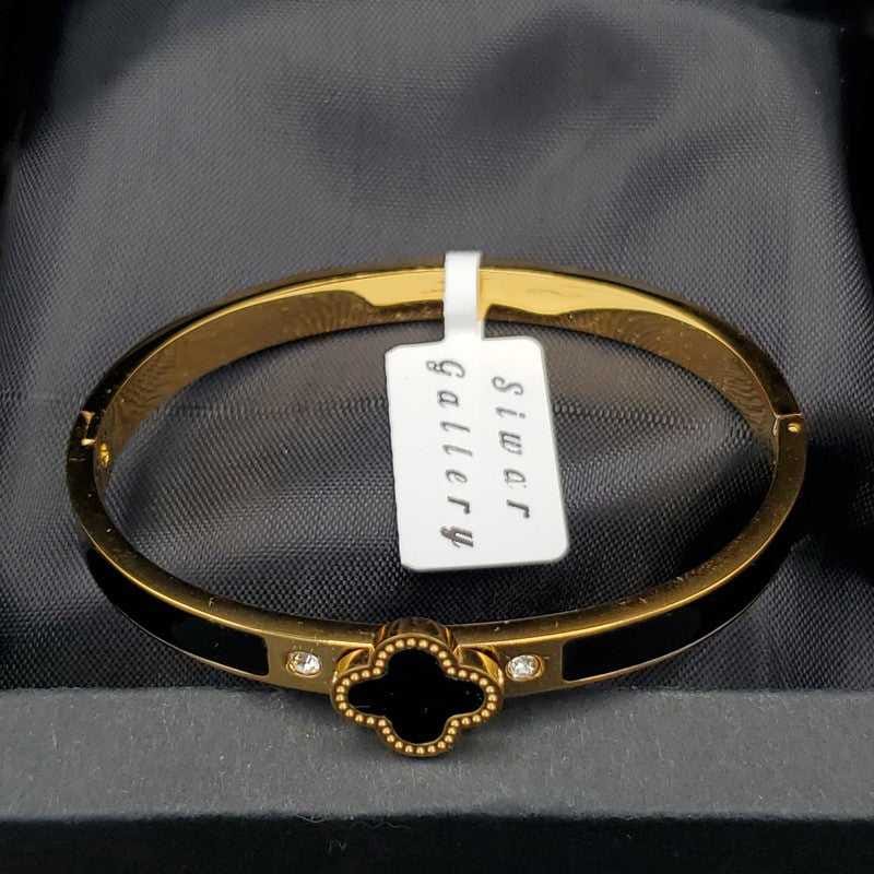 Graceful Clover Bangles in Gold finish on stones