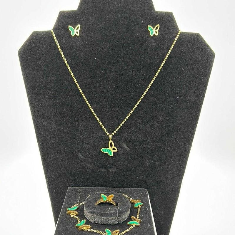 Green Butterfly Jewelry Set | 18K Gold Plated Siwar Gallery