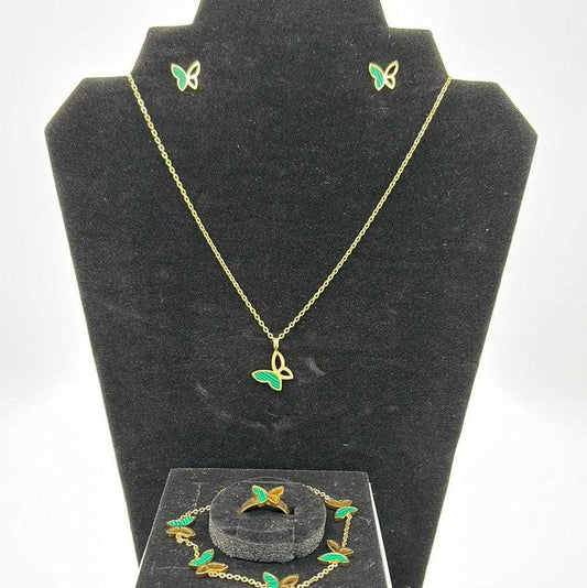 Green Butterfly Jewelry Set | 18K Gold Plated Siwar Gallery