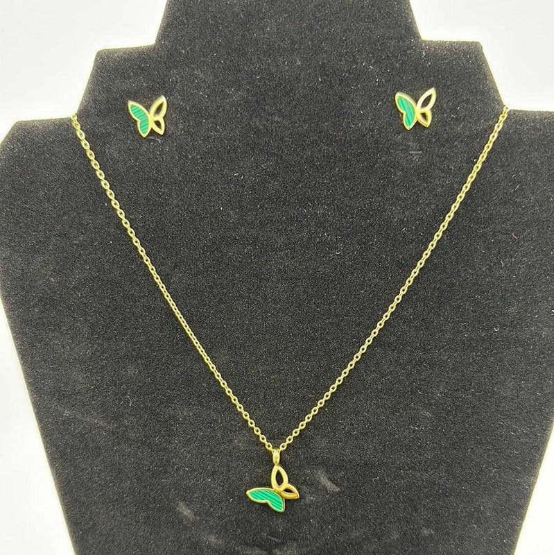 Green Butterfly Jewelry Set | 18K Gold Plated Siwar Gallery