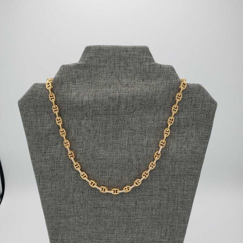 Horseshoe Chain Necklace in Gold finish, with cubic zirconia stone on stones