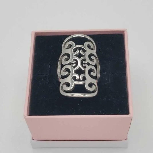 Index Finger Ring in Silver finish on a neutral background
