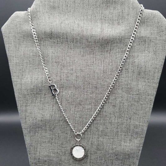 Italian Double Face Necklace in Silver finish on a neutral background