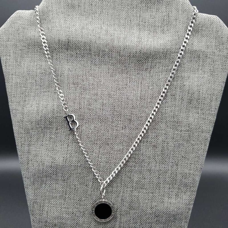 Italian Double Face Necklace in Silver finish on a neutral background