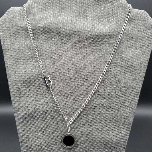 Italian Double Face Necklace in Silver finish on a neutral background