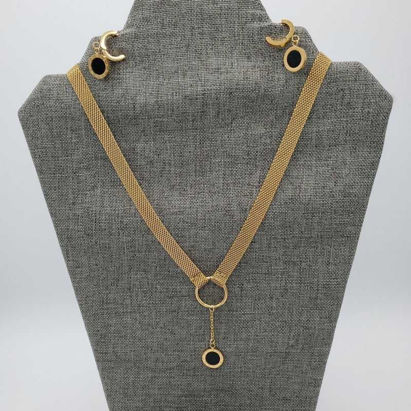 Italian Jewelry Sets in Gold finish on a neutral background