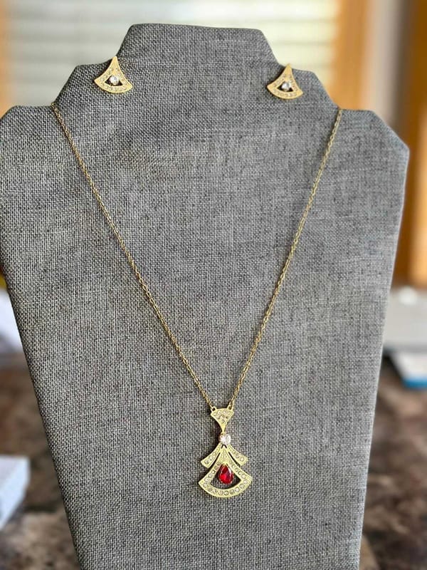 Italian Necklace & Earrings Set | 18K Gold Plated Siwar Gallery