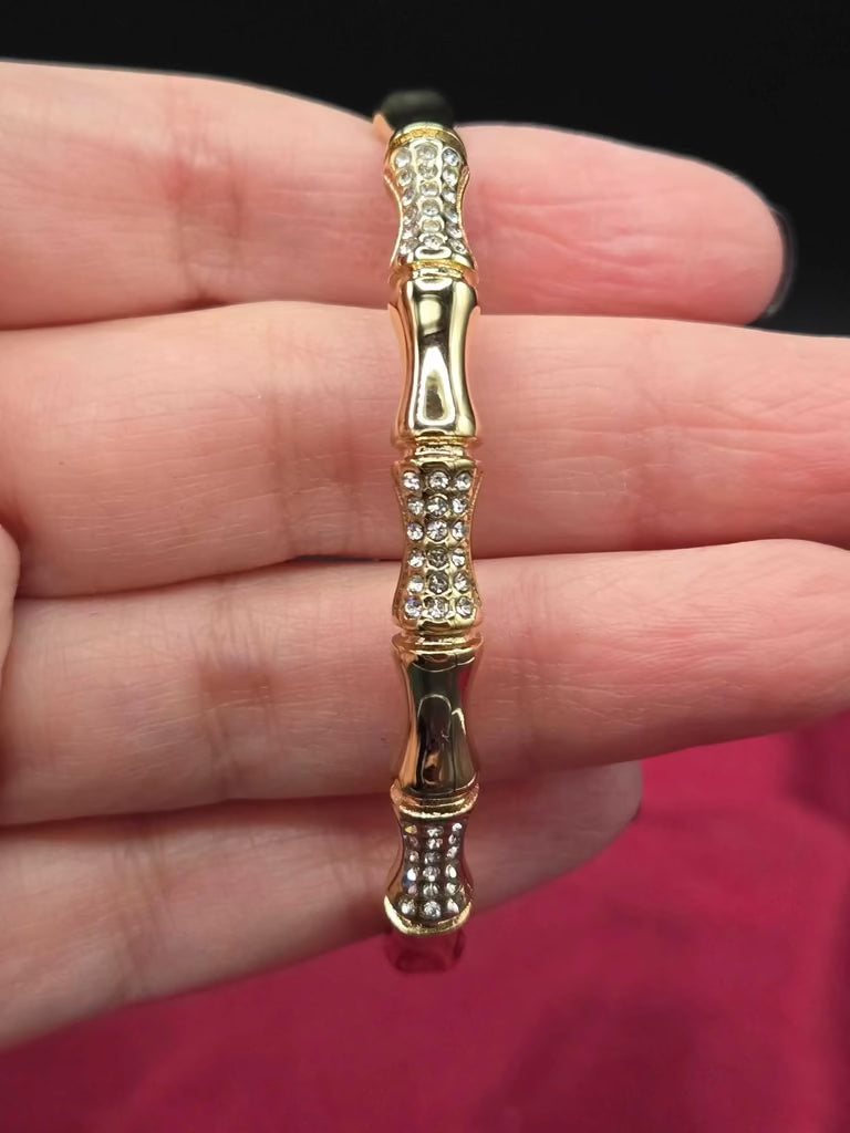 Layered Bamboo Stone Bangle | 18K Gold Plated Siwar Gallery