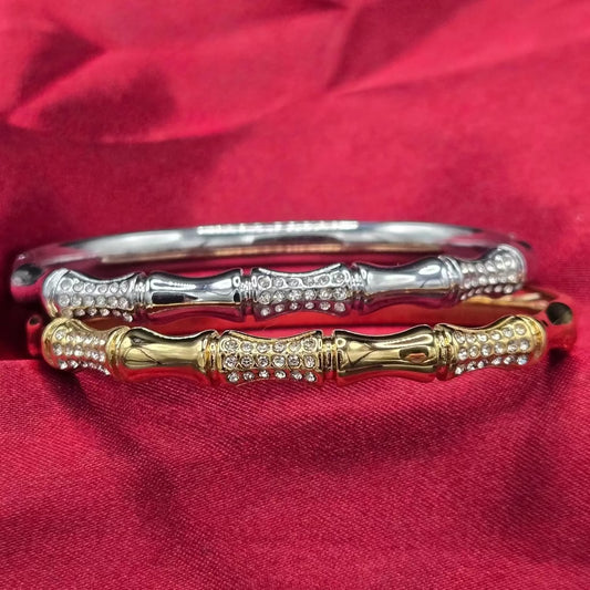 Layered Bamboo Stone Bangle | 18K Gold Plated Siwar Gallery