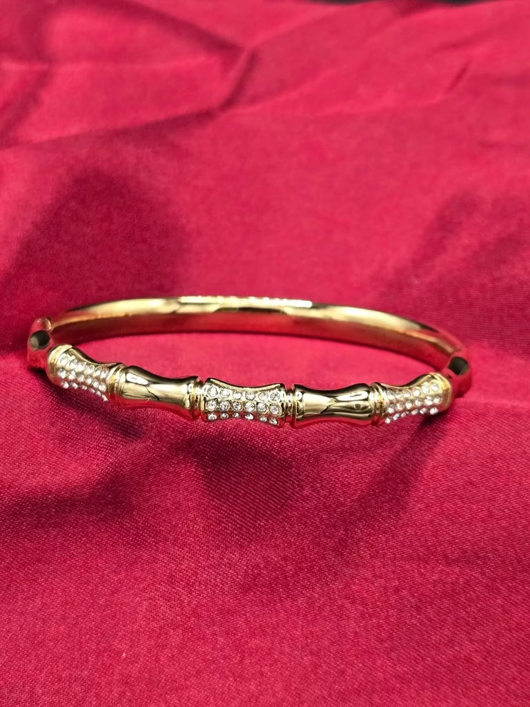 Layered Bamboo Stone Bangle | 18K Gold Plated Siwar Gallery