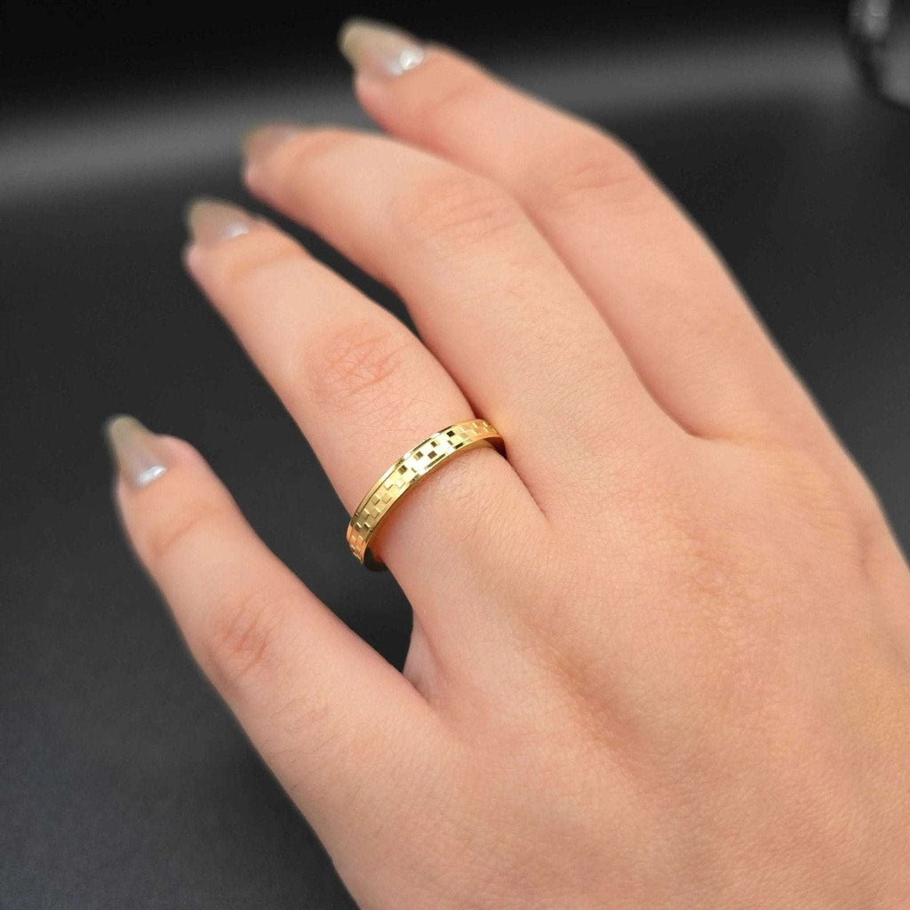 Link Texture Band Ring | 18K Gold Plated Siwar Gallery