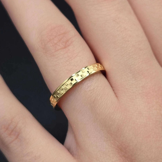 Link Texture Band Ring | 18K Gold Plated Siwar Gallery