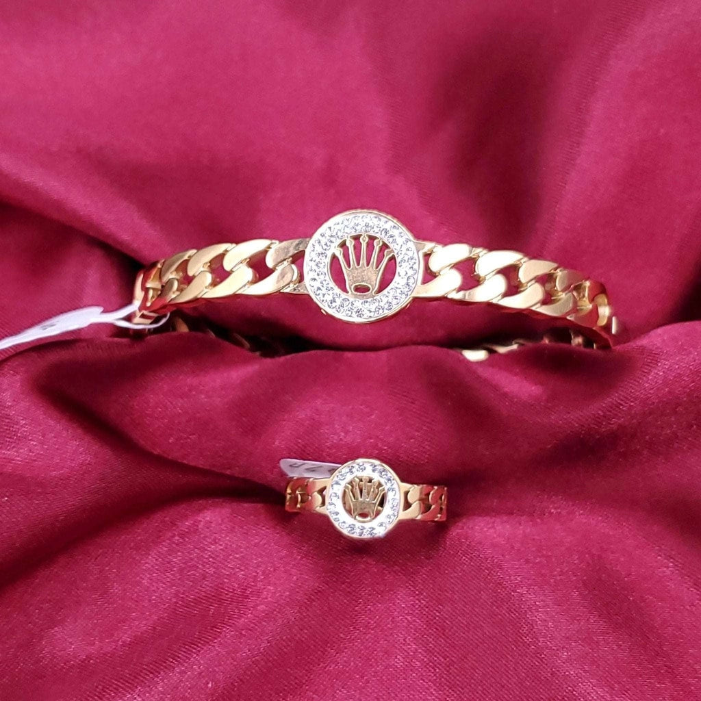 Luxury Bangle & Ring Set | 18K Gold Plated Siwar Gallery