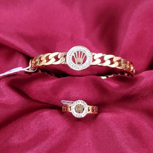 Luxury Bangle & Ring Set | 18K Gold Plated Siwar Gallery