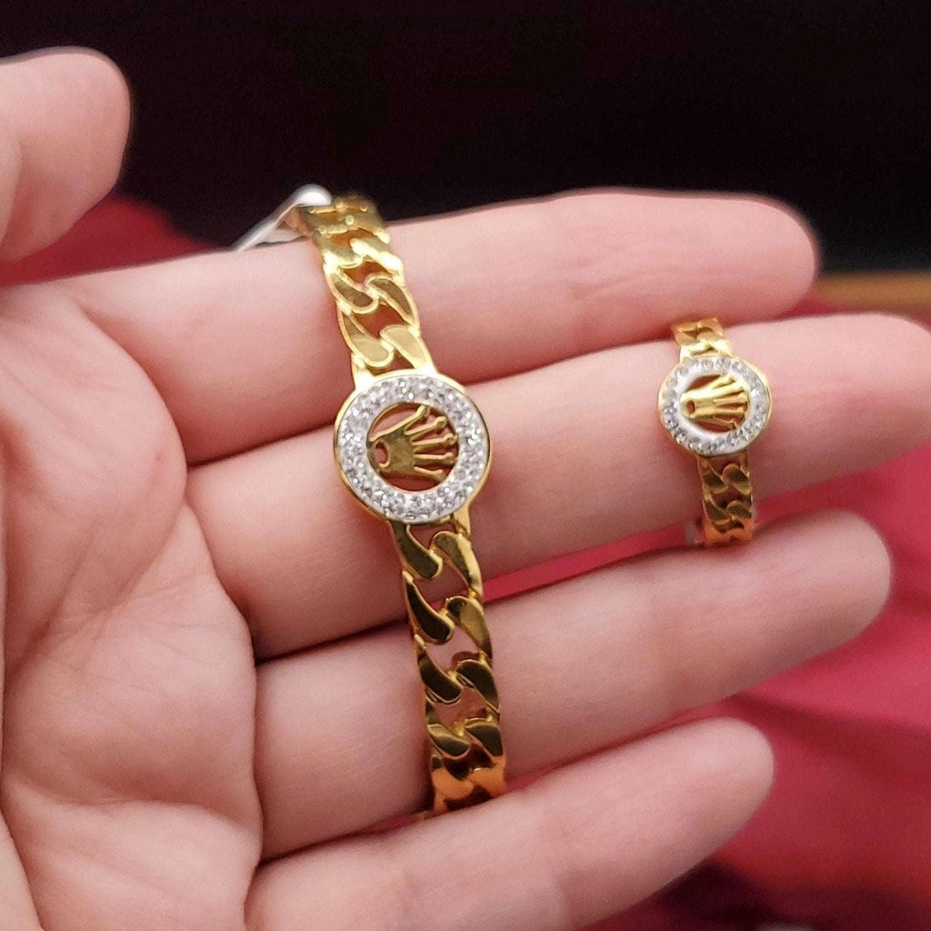 Luxury Bangle & Ring Set | 18K Gold Plated Siwar Gallery