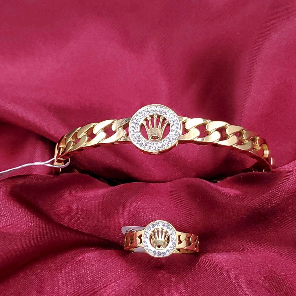 Luxury Bangle & Ring Set | 18K Gold Plated Siwar Gallery
