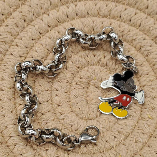 Mickey Mouse Bracelet in Silver finish on a neutral background