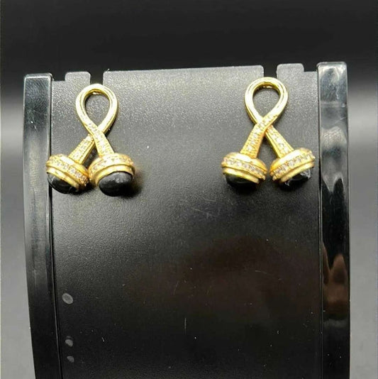 Modern Black stone Earrings | 18K Gold Plated Siwar Gallery