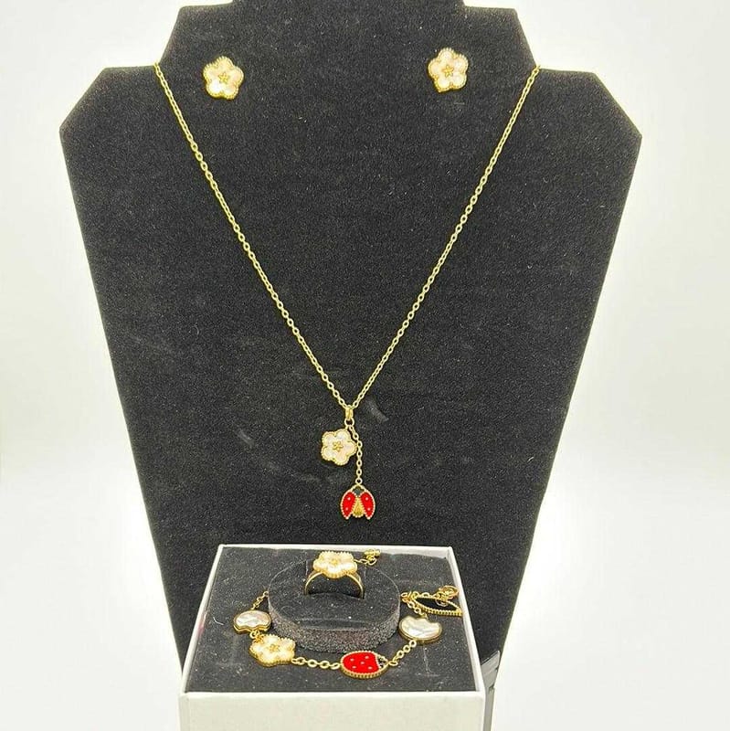 Clover Ladybug Jewelry Set | 18K Gold Plated Siwar Gallery