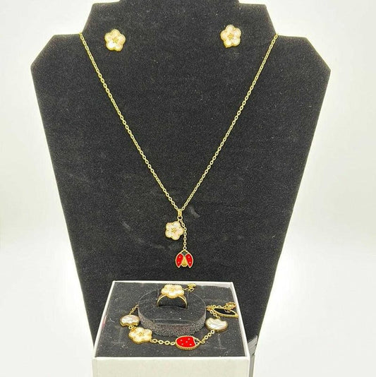 Clover Ladybug Jewelry Set | 18K Gold Plated Siwar Gallery