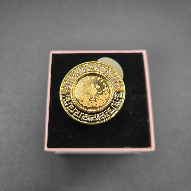 Delicate Modern Lira Coin Ring | 21K Gold Plated Siwar Gallery