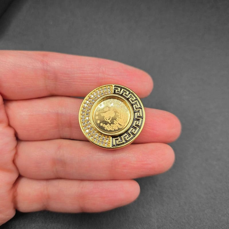 Delicate Modern Lira Coin Ring | 21K Gold Plated Siwar Gallery