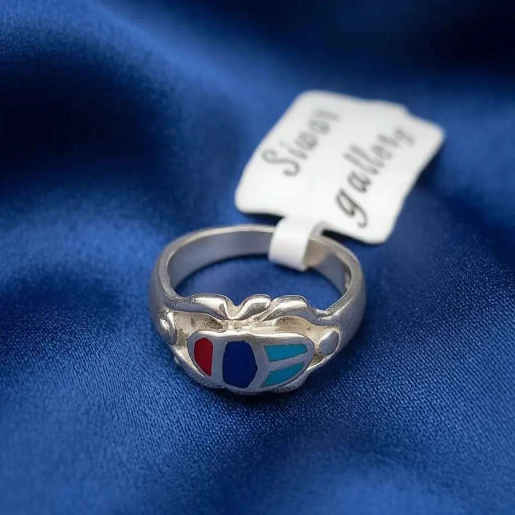 Modern Scarab Ring in Silver finish on a neutral background