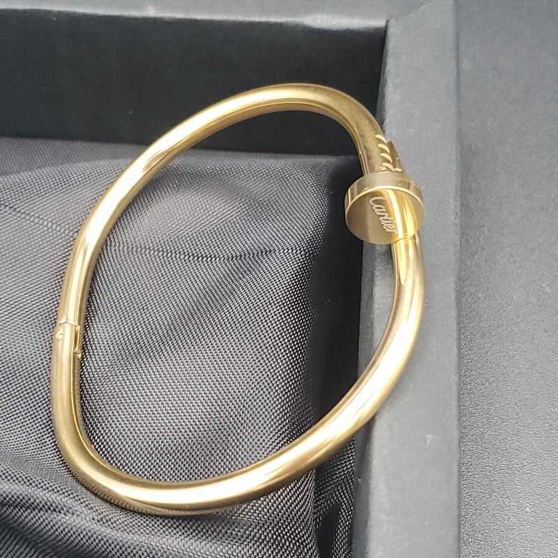 Plain Nail Bangle in Silver finish on a neutral background