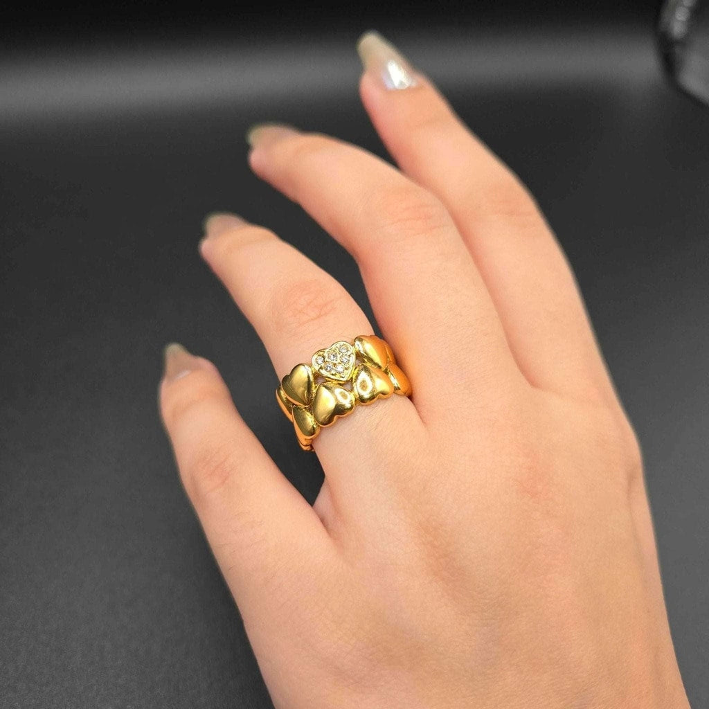 Puffy Hearts Band Ring | 18K Gold Plated Siwar Gallery