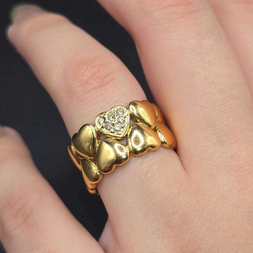 Puffy Hearts Band Ring | 18K Gold Plated Siwar Gallery