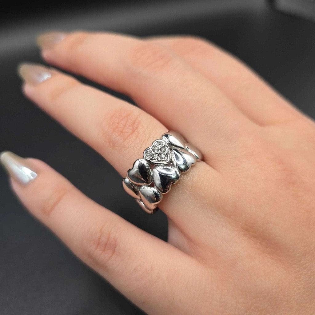 Puffy Hearts Band Ring | 18K Gold Plated Siwar Gallery