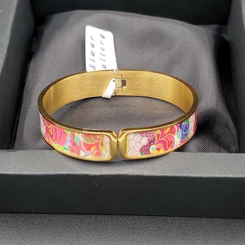 Radiant Colorful Bangle in Gold finish on a neutral background