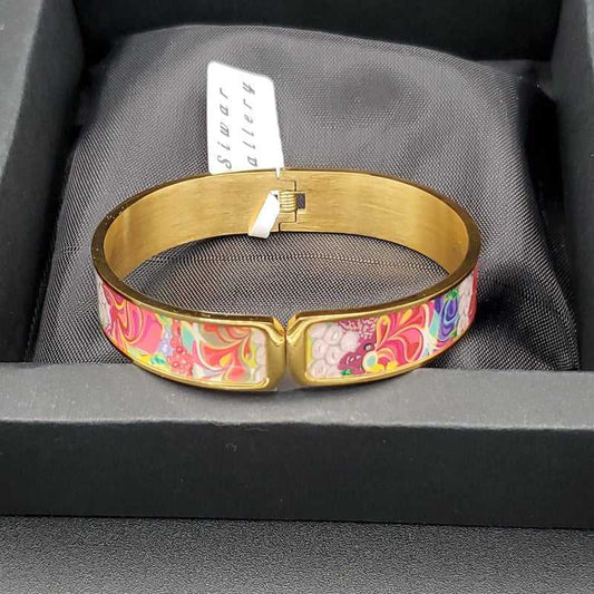 Radiant Colorful Bangle in Gold finish on a neutral background