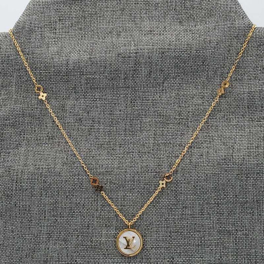 Radiant Monogram Necklace in Gold finish on pendant and flower-shaped stations