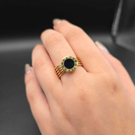 Roman Numeral Disc Ring | 18K Gold Plated Siwar Gallery