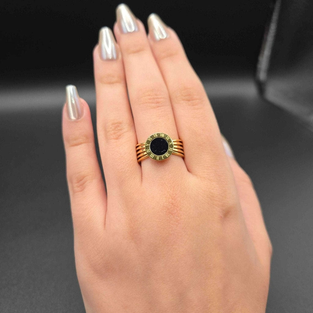 Roman Numeral Disc Ring | 18K Gold Plated Siwar Gallery