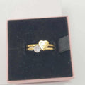 Heart Charm Stone Stack Ring
