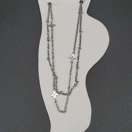 Silver Star Anklet in Silver finish on a neutral background