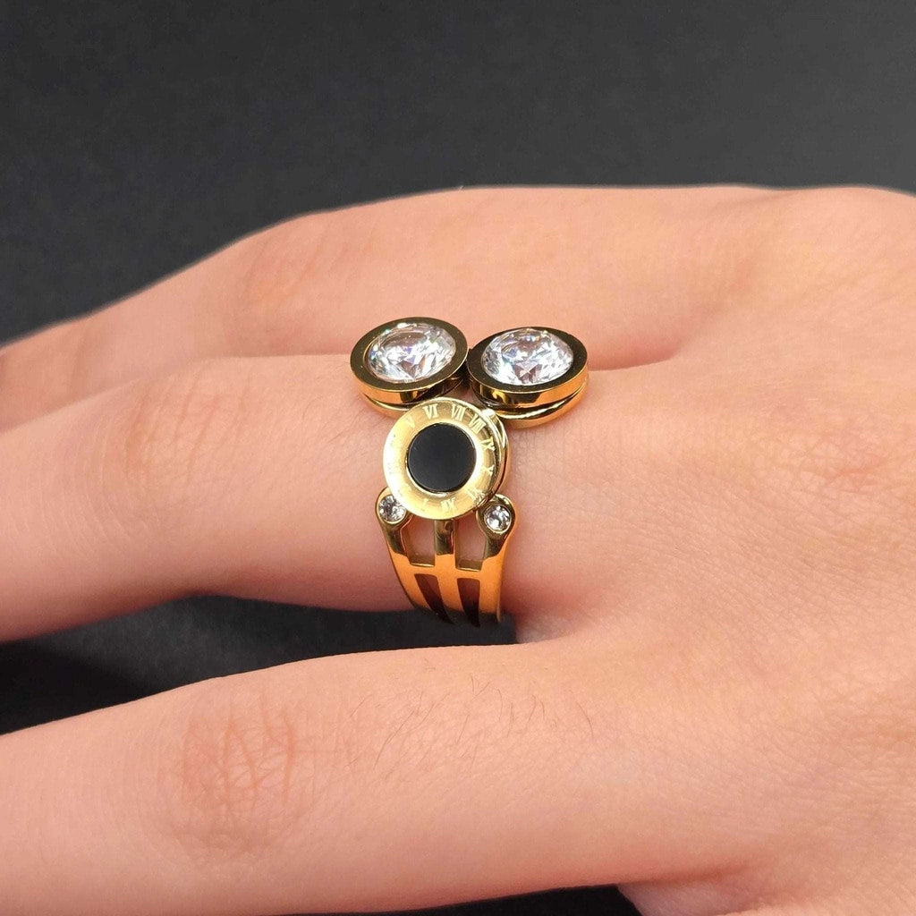 Triple Disc Statement Ring | 18K Gold Plated Siwar Gallery