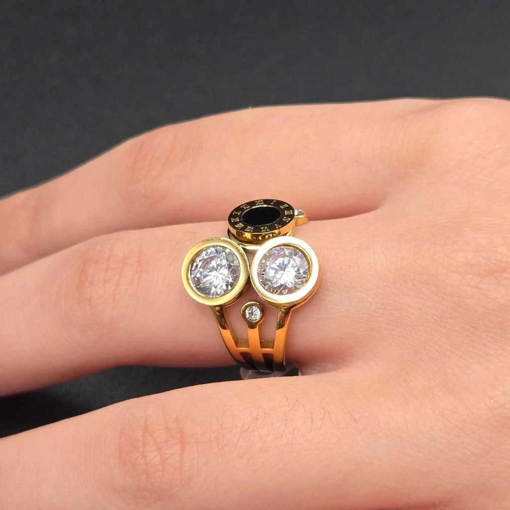 Triple Disc Statement Ring | 18K Gold Plated Siwar Gallery