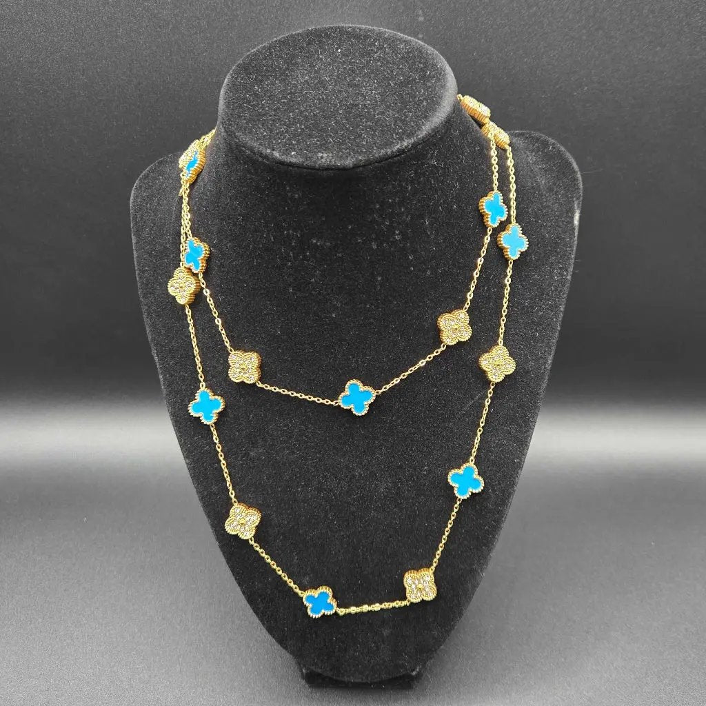 van cleef necklace - stainless steel - blue