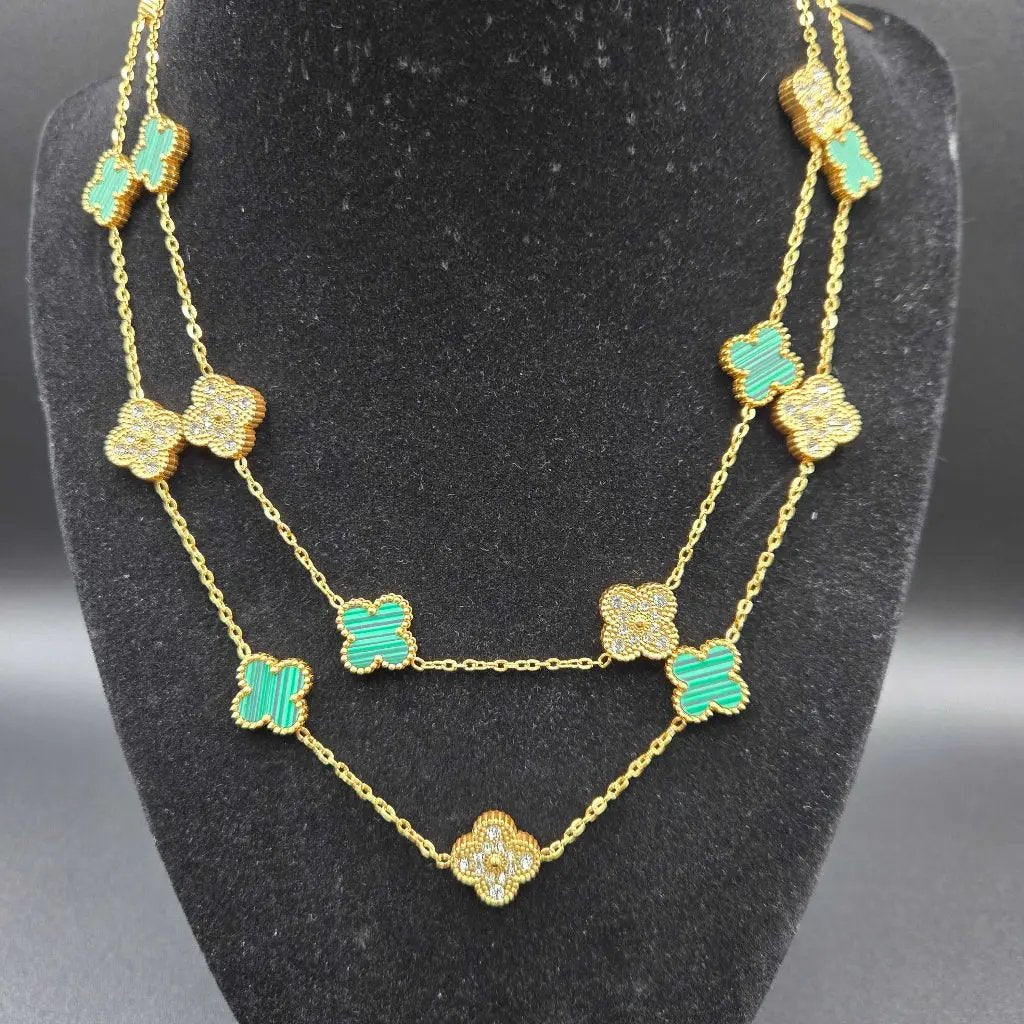 van cleef necklace - stainless steel - light green